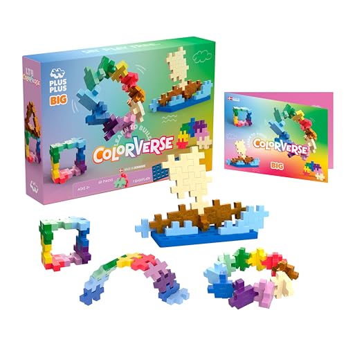 Big - Learn to Build - Colorverse - 60 Teile - Bausteine, Bauen, Lernspielzeug für Kinder, Reise, Reisespielzeug, Hergestellt in Dänemark von Plus-Plus