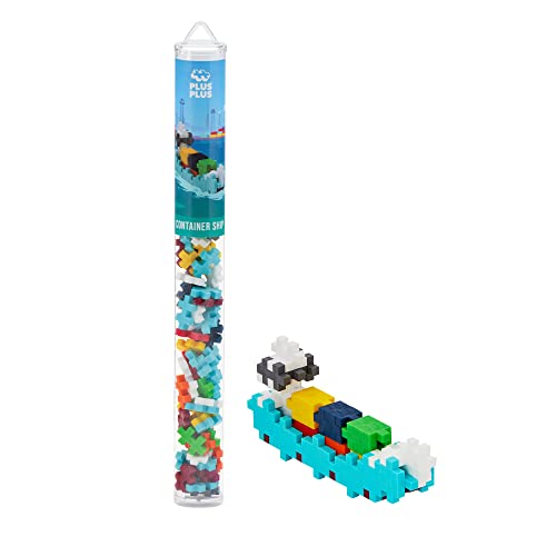 PLUS PLUS - Containerschiff – 70-teiliges Rohr, Baugebäude Stamm/Dampf-Spielzeug, ineinandergreifende Mini-Puzzle-Blöcke für Kinder von Plus-Plus
