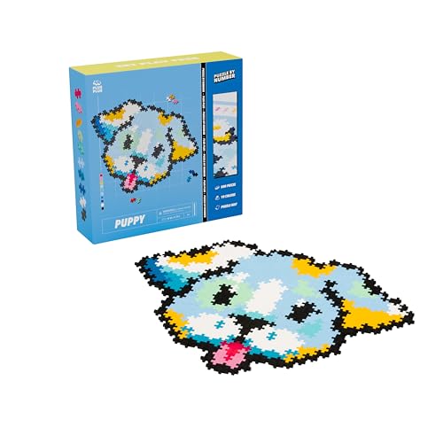 PLUS PLUS - Puzzle nach Zahlen - 500 Teile Welpe - Baubaustamm / Dampfspielzeug, ineinandergreifende Mini-Puzzleblöcke für Kinder von Plus-Plus