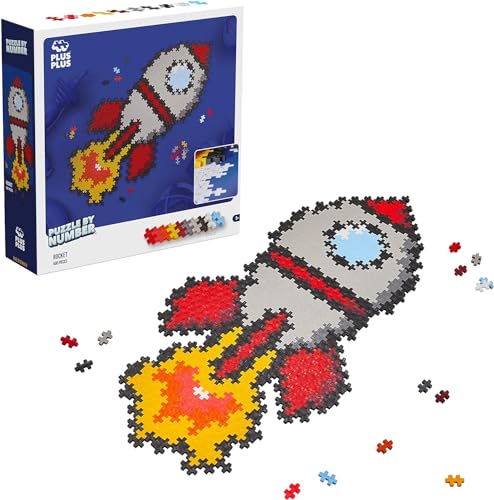 Plus-Plus 9603930, Geniales Konstruktionsspielzeug, Puzzle Rakete, Kreativ-Bausteine, 500 Teile, Mehrfarbig von Plus-Plus