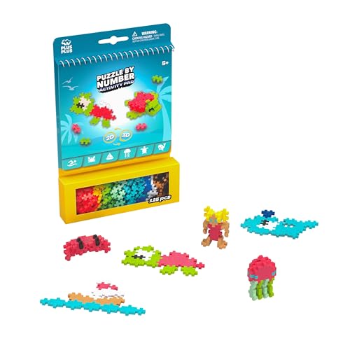 Plus-Plus 3991 Geniales Konstruktionsspielzeug, Activity Pad Meer, Baustein-Set für 2D und 3D Figuren, Kreativ-Bausteine für Kinder ab 5 Jahren, 125 Teile von Plus-Plus
