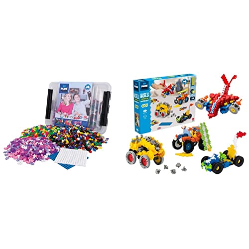 Plus-Plus 9603406 Kreativ-Bausteine Box, Geniales Konstruktionsspielzeug, 2400 Teile, Basic, Rosa & 9607016 Kreativ-Bausteine, Learn to Build Fahrzeuge-Set, Konstruktionsspielzeug, 800 Teile Plus-Plus 9603406 Kreativ-Bausteine Box, Geniales Konstruktionsspielzeug, 2400 Teile, Basic, Rosa & 9607016 Kreativ-Bausteine, Learn to Build Fahrzeuge-Set, Konstruktionsspielzeug, 800 Teile von Plus-Plus
