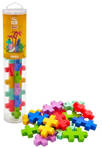 Plus-Plus 9603431 Kreativ-Bausteine Tube, Big Tropical, Geniales Konstruktionsspielzeug, 15 Teile, 38 cm von Plus-Plus