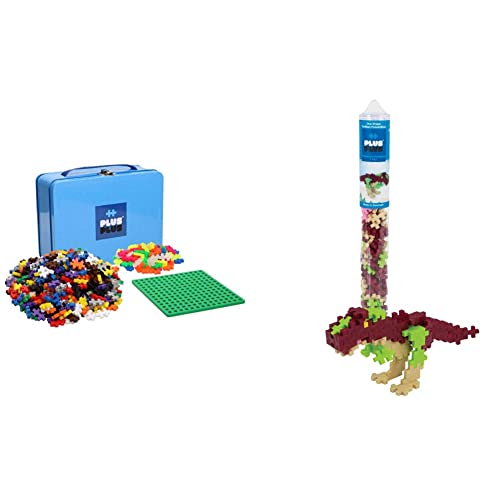 Plus-Plus 9607002 Geniales Konstruktionsspielzeug, Basic, 600 Teile, bunt & Kreativ-Bausteine Tube, T-Rex, Dinosaurier, Geniales Konstruktionsspielzeug, 100 Teile, 300.4200, Verschieden von Plus-Plus