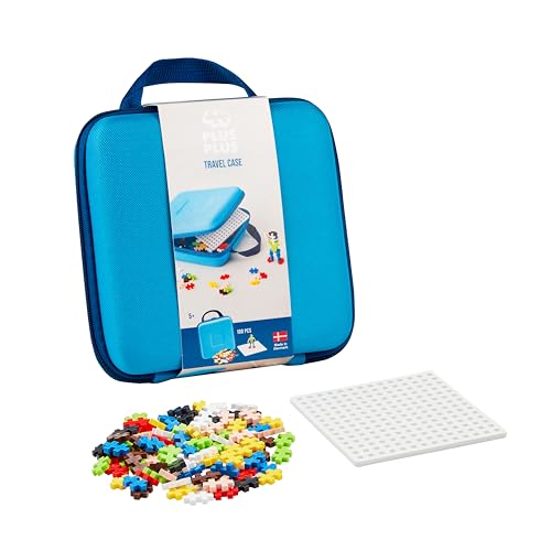Plus-Plus 9607012 Kreativ-Bausteine, Reisekoffer Set, Geniales Konstruktionsspielzeug, 100 Teile, Blue von Plus-Plus