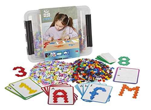 Plus-Plus 9603923, Geniales Konstruktionsspielzeug, ABC & 123, Buchstaben und Zahlen Set, Kreativ-Bausteine Box, 2000 Teile von Plus-Plus