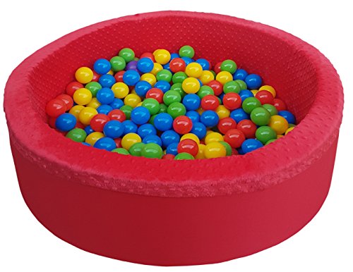 Plusche Kugelbad Bällebad Bällepool Spielbälle Bällchenbad Spielbecken Ball Minki 300 Bälle, 90 x 30 cm (Rot) von Plusche