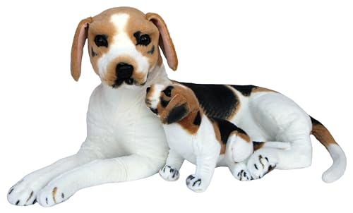 Wagner 1006 - Plüschtier Hund Beagle mit Welpe - liegend - 85 cm Gross von Plushfarm