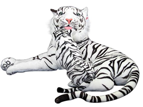 Wagner Plüschtier Tiger mit Baby - liegend - Weiss - 85 cm von Plushfarm