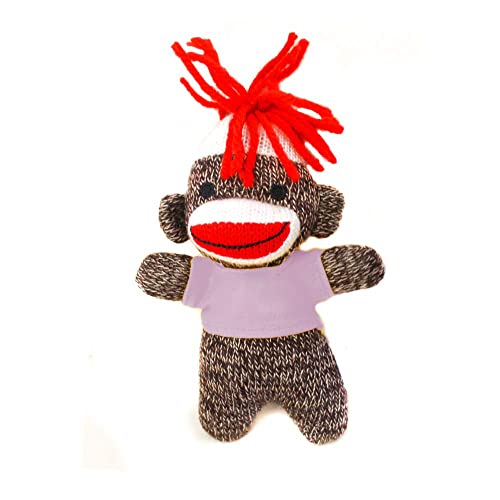 Plushland 98-052 Colors of Love Sockiez Schlüsselanhänger, 10,2 cm, personalisiertes Geschenk, individueller Text auf T-Shirt, tolles Geschenk für alle Altersgruppen. (Braunes Sockie-Pink-T-Shirt) von Plushland