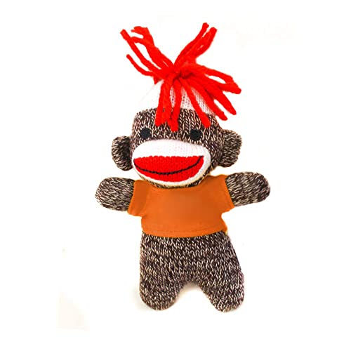 Plushland 98-052 Colors of Love Sockiez Schlüsselanhänger, 10,2 cm, personalisiertes Geschenk – individueller Text auf T-Shirt – tolles Geschenk für alle Altersgruppen (braunes Sockie rotes T-Shirt) von Plushland