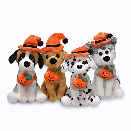 Plushland Halloween Pawpals Plüschtier für Welpen, 20,3 cm, mit Hut und Halloween-Jack-O-Laterne – Kürbis für Kinder an diesem Feiertag (neues Halloween-Hunde-Sortiment) von Plushland