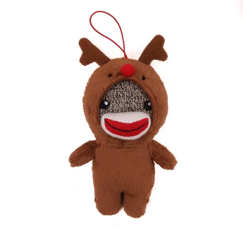 Plushland Plüschtier-Spielzeug, niedlich, weich, Sockiez, Affe, Weihnachtsbaum-Dekoration, schönes Geschenk, Weihnachtsdekoration, Partygeschenk, 10,2 cm (Rentier) von Plushland