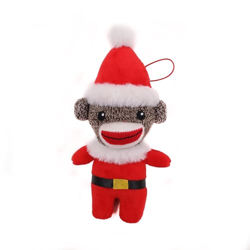 Plushland Plüschtier-Spielzeug, niedlich, weich, Sockiez, Affe, Weihnachtsbaum-Dekoration, schönes Geschenk, Weihnachtsdekoration, Partygeschenk, 10,2 cm (Weihnachtsmann) von Plushland