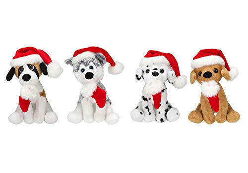 Plushland Xmas Pawpal mit Weihnachtsmannmütze, Plüschtiere, 20,3 cm, für Kinder – ein perfektes Weihnachtsgeschenk an diesem Feiertag für Babys (Weihnachtshunde-Sortiment) von Plushland