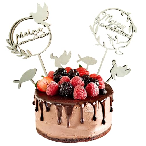 6 Stück Cake Topper Taufe,Holz Tortendeko Taufe Tortendeko Kommunion Holz Geeignet für Taufe Dekoration Erstkommunion Dekoration Junge Mädchen Geschenk Gast von Pluvyze