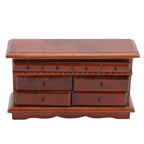 Plyisty Dollhouse Lade 1/12 Schrank Eine Miniatur Exquisite Holzstruktur Design Nützlicher Aufbewahrung (Kastanienbraun) von Plyisty