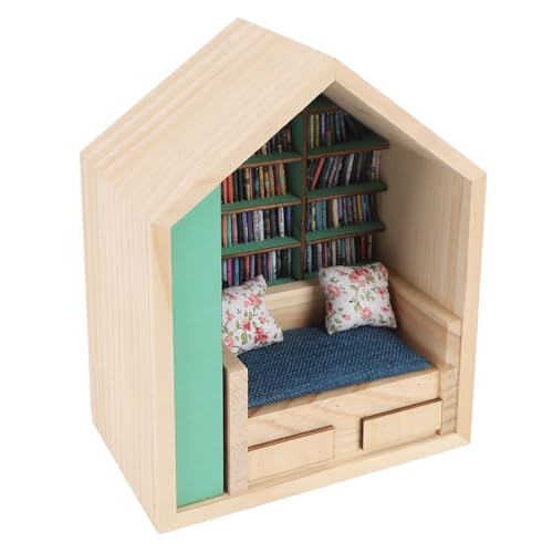 Plyisty Miniaturholz -Bücherregal -Verzierung für Schreibtischdekoration, Exquisites Handgefertigtes Modell mit Farbenfrohen Mini Büchern und Kleinen Kissen für Zuhause oder Büro Plyisty Miniaturholz -Bücherregal -Verzierung für Schreibtischdekoration, Exquisites Handgefertigtes Modell mit Farbenfrohen Mini Büchern und Kleinen Kissen für Zuhause oder Büro von Plyisty