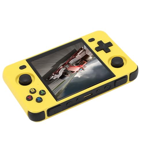 Plyisty Retro Videospielkonsole Tragbare 4 -Zoll -IPS Bildschirm 720x720 Open Source Player für Gaming Fans Gelb (16g und 128g) von Plyisty