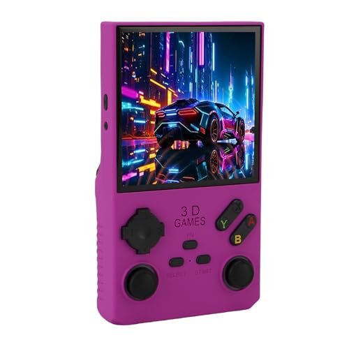 Plyisty V40 MAX Retro-Handheld-Spielekonsole mit 4-Zoll-Vollbildbildschirm, Stereolautsprechern, 3,5-mm-Kopfhörerbuchse, 45 Emulatoren, 256-GB-Speicherkarte, 4000-mAh-Akku (Purple) von Plyisty