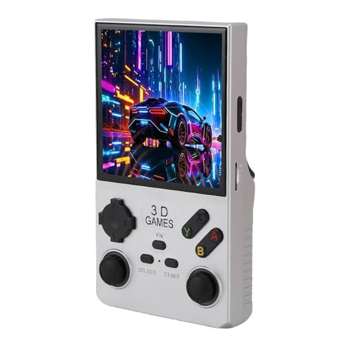 Plyisty V40 MAX Retro-Handheld-Spielekonsole mit 4-Zoll-Vollbildbildschirm, Stereolautsprechern, 3,5-mm-Kopfhörerbuchse, 45 Emulatoren, 256-GB-Speicherkarte, 4000-mAh-Akku (Silver) von Plyisty