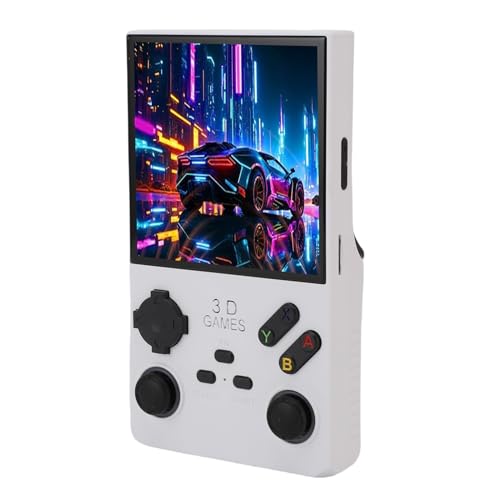 Plyisty V40 MAX Retro-Handheld-Spielekonsole mit 4-Zoll-Vollbildbildschirm, Stereolautsprechern, 3,5-mm-Kopfhörerbuchse, 45 Emulatoren, 256-GB-Speicherkarte, 4000-mAh-Akku (White) von Plyisty