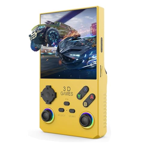 Plyisty V40 Max Retro Handheld Game Console, 4 Zoll 720 X 720 Bildschirm, Eingebaut in 45 Emulatoren, 256 G Speicherkarte, DDR4L 8 GB, WiFi, 4000mAh Batterie (Yellow) von Plyisty