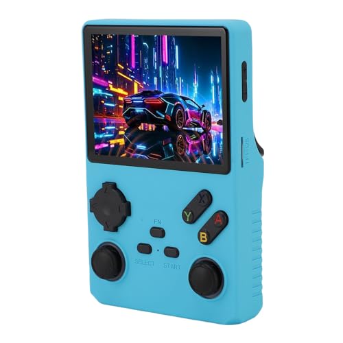 Plyisty V40 Pro Retro Handheld Game Console, 3,5 -Zoll -Vollansichtsbildschirm, Stereolautsprecher, 3,5 -mm -Kopfhörerbuchse, Externes WLAN -Modul, 3800mah Akku (Himmelblau) von Plyisty