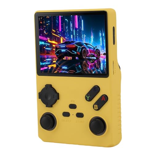 Plyisty V40 Pro Retro Handheld Game Console, 3,5 -Zoll -Vollansichtsbildschirm, Stereolautsprecher, 3,5 -mm -Kopfhörerbuchse, Externes WLAN -Modul, 3800mah Akku (Yellow) von Plyisty