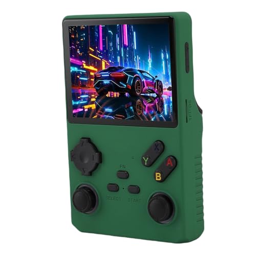 Plyisty V40 Pro Retro Handheld Game Console, 3,5 -Zoll -Vollansichtsbildschirm, Stereolautsprecher, 3,5 -mm -Kopfhörerbuchse, Externes WLAN -Modul, 3800mah Akku (dunkelgrün) von Plyisty