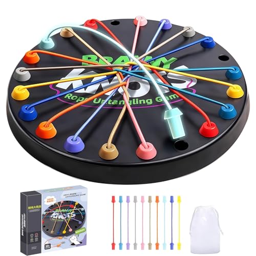 Brainy Knots Logik Spiel, Interaktiver Rope Challenge für Kinder ab 3 Jahren, Strategie Brettspiel 2 bis 4 Spieler, Buntes Twisted Seil Puzzlespiel, Tragbares Familien Knobelspiel von Pmueuff