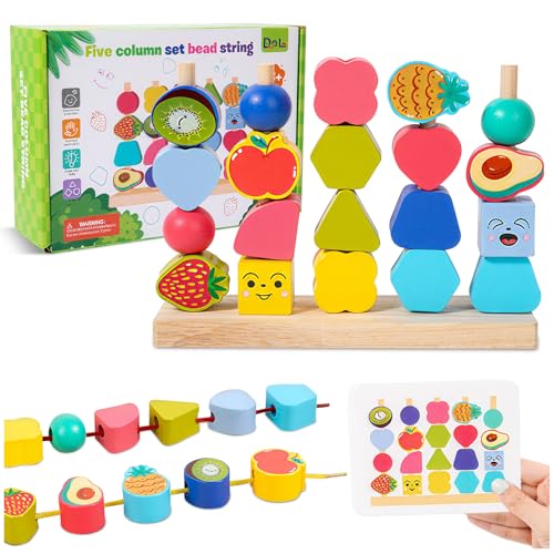 Montessori Spielzeug ab 3 4 5 6 Jahre, Holzspielzeug Fädelspiel Bausteinen Stapelspiel Feinmotorik Sortierspiel Lernspiele mit Karten, Pädagogisches Geschenk für Baby Jungen Mädchen Spielsachen Montessori Spielzeug ab 3 4 5 6 Jahre, Holzspielzeug Fädelspiel Bausteinen Stapelspiel Feinmotorik Sortierspiel Lernspiele mit Karten, Pädagogisches Geschenk für Baby Jungen Mädchen Spielsachen von Pmueuff