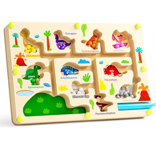 Pmueuff Magnetspiel Labyrinth Kinder, Dinosaurier Magnet Spielzeug, Montessori Spielzeug ab 3 4 5 6 Jahre, Lernspiele Holzspielzeug, Labyrinth Puzzles Geschenke für Kinde Pmueuff Magnetspiel Labyrinth Kinder, Dinosaurier Magnet Spielzeug, Montessori Spielzeug ab 3 4 5 6 Jahre, Lernspiele Holzspielzeug, Labyrinth Puzzles Geschenke für Kinde von Pmueuff