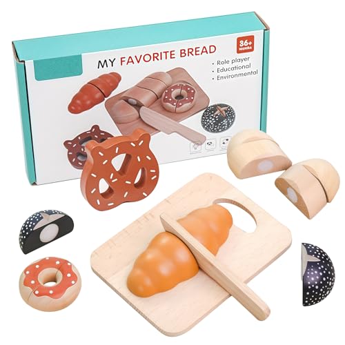 Spielküche Zubehör aus Holz, Kinderküche Zubehör für Rollenspiele, Pädagogisches Küchenzubehör Kinder ab 3 Jahre, Brotspiele mit Klett-Verbindung Spielküche Zubehör aus Holz, Kinderküche Zubehör für Rollenspiele, Pädagogisches Küchenzubehör Kinder ab 3 Jahre, Brotspiele mit Klett-Verbindung von Pmueuff