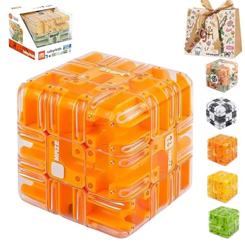 2026 Neuer großer Labyrinth-3D-Puzzle-Würfel – spannendes Denkspiel, anspruchsvolles Puzzle, Gehirntraining, lehrreiches Fokusspiel als Geschenk für Erwachsene (Orange) von Pnedeodm