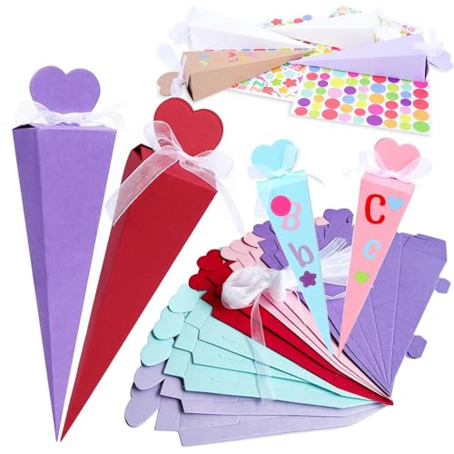 PnxdeobXL 32 Stück Geschwisterschultüte, Schultüte Klein, Zuckertüte zum Befüllen, Schultüte Klein zur Einschulung, für Party PnxdeobXL 32 Stück Geschwisterschultüte, Schultüte Klein, Zuckertüte zum Befüllen, Schultüte Klein zur Einschulung, für Party von PnxdeobXL