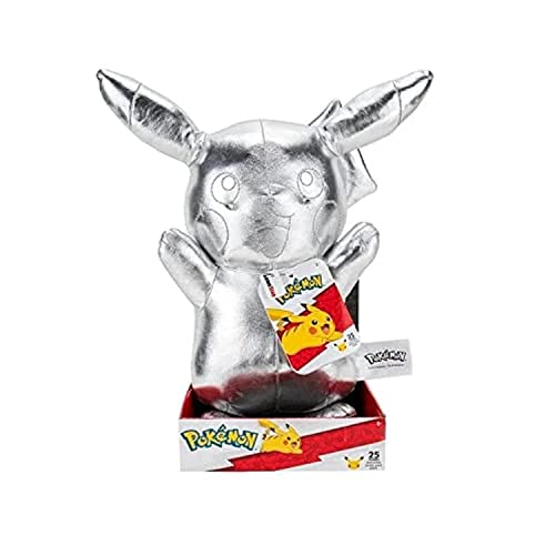 Pokémon BO37432, Pikachu Plüsch (Silber, 30cm), 25 Jahre Silbernes Jubiläum - silbernes Plüsch von Pokémon