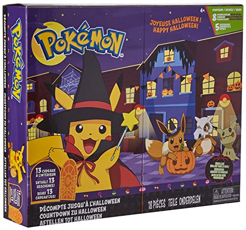 Pokémon BO37525, Pokémon Halloween Kalender 2021, Der Pokémon Halloweenkalender versüßt die Wartezeit auf die gruseligste Nacht des Jahres mit 10 exklusiven Pokémon Minifiguren und 3 Zubehör-Teilen von Pokémon