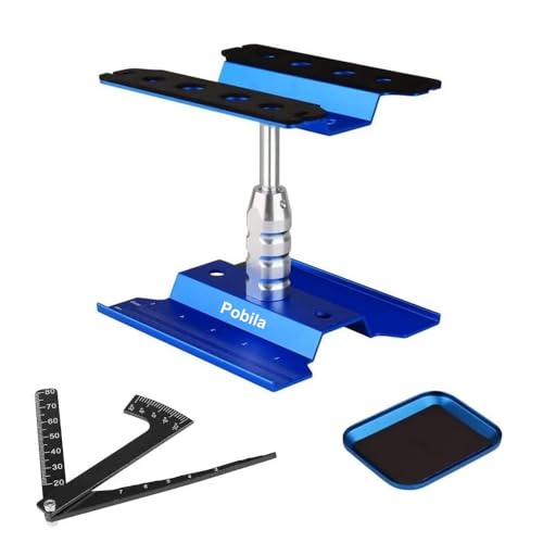 RC Car Work Stand Aluminium Reparatur Workstation mit Schraubablage RC Einstellbare Lineal für 1/10 1/12 1/16 Traxxas Axial Arrma Redcat Crawler Monster Truck von Pobila