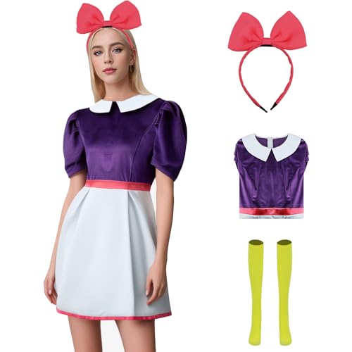 Poboola Gänseblümchen-Kostüm für Erwachsene, Maus-Freunde, Kleid mit Schleife, Haarband, Socke, Tier, Cosplay, Halloween, kurzer Rock, Violett, XXL Poboola Gänseblümchen-Kostüm für Erwachsene, Maus-Freunde, Kleid mit Schleife, Haarband, Socke, Tier, Cosplay, Halloween, kurzer Rock, Violett, XXL von Poboola