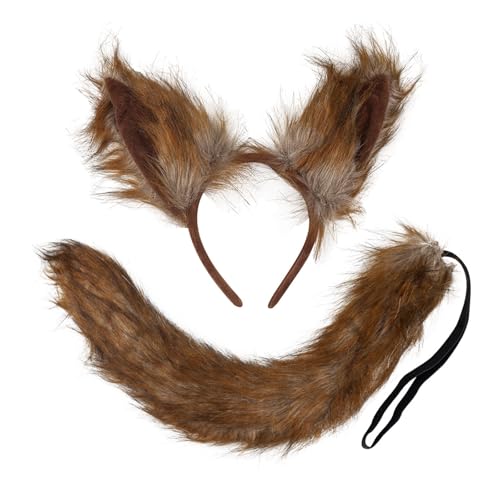 Fuchsschwanz mit Füchsenohren, Kopfbedeckung, Halloween-Kostüm, Zubehör, Plüsch, Wolfsschwanz, Wolfsohren, Stirnband für Damen Fuchsschwanz mit Füchsenohren, Kopfbedeckung, Halloween-Kostüm, Zubehör, Plüsch, Wolfsschwanz, Wolfsohren, Stirnband für Damen von Pocoiau