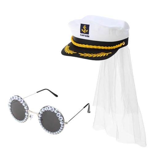 Kapitän Hut Strass Sonnenbrille Set für Braut Hochzeit Party Kostüm Hut Erwachsene Weibliche Musik Festival Requisiten Dress Up Cap Party Zubehör Kapitän Hut Strass Sonnenbrille Set für Braut Hochzeit Party Kostüm Hut Erwachsene Weibliche Musik Festival Requisiten Dress Up Cap Party Zubehör von Pocoiau