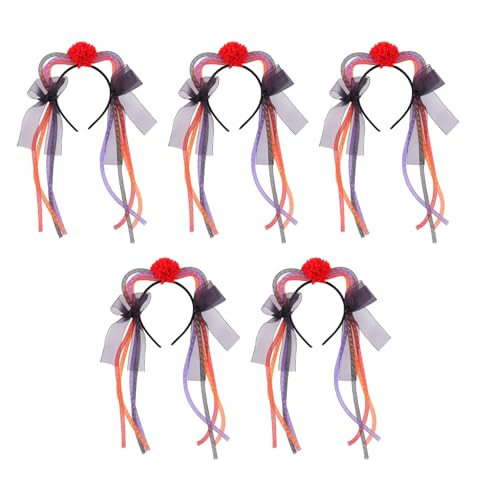 Pocoiau 5pcs Halloween Themen Stirnbänder Verstellbare Katzen Ohren Elastisches Haarband Für Kostümpartys Stilvolle Kopfbedeckung Accessoire Frauen Halloween Stirnbänder von Pocoiau