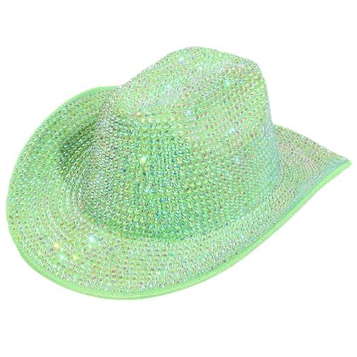 Pocoiau Auffälliger Kristall Fedoras Braut Hut Panama Hut für Junggesellinnenabschied Fedoras für Clubbühne von Pocoiau