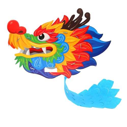 Pocoiau Dragon Head Masken Kits Chinesische Papierpapier Kopfmaske Chines Neujahrszubehör Für Kinder Erwachsene Weihnachts Halloween von Pocoiau