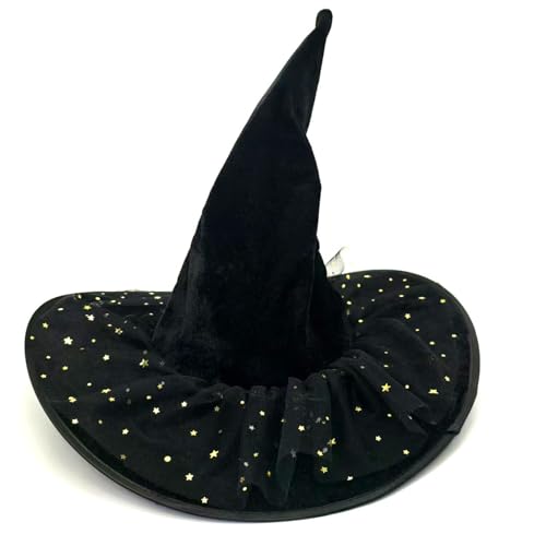 Pocoiau Großer schwarzer Hexenhut für Damen, Sterne, Spitze, Hexenkappen, Halloween, Cosplay, Kostüm, Zubehör für Frauen, Mädchen, Geschenke, Hexenhut Pocoiau Großer schwarzer Hexenhut für Damen, Sterne, Spitze, Hexenkappen, Halloween, Cosplay, Kostüm, Zubehör für Frauen, Mädchen, Geschenke, Hexenhut von Pocoiau