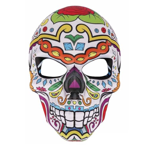 Pocoiau Klassiker Mexikanischer Der Toten Maske Halloween Maskeschädel Druckmaske Halloween Festivals Kostümprop Für Männer Frauen von Pocoiau