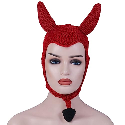 Pocoiau Little Teufel Y2k Mützen Hornohren Ohrblatt Strick Halloween Lustige Teufelshornhut Mützen Pocoiau Little Teufel Y2k Mützen Hornohren Ohrblatt Strick Halloween Lustige Teufelshornhut Mützen von Pocoiau