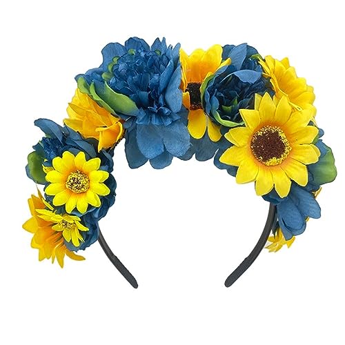 Pocoiau Modischer Haarreif in Blumen- und Totenkopf-Form, mehrfarbig, für Halloween, Bühne, Hochzeit, Party, Styling-Stirnband für Damen von Pocoiau