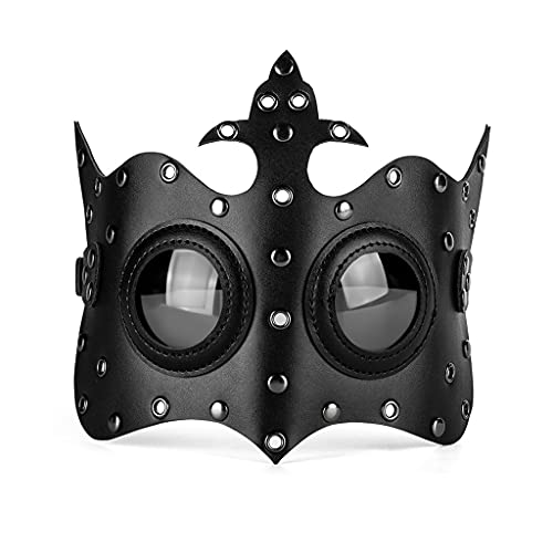 Pocoiau Queen Leder Steampunk Eye Maske Halloween Masquerade Maske Für Männer Frauen von Pocoiau